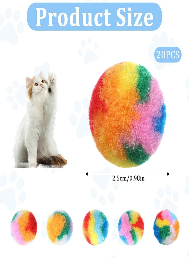 Eldraqth 20 Pcs Soft Plush Cat Ball, 1.2 in Colorful Cat Pom Pom Ball Toys Rainbow Cats Toy Balls Fuzzy Kitty Balls Kitten Puff Interactive Training for Cats Kitten Pet Playing Exercising - Image 2
